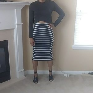 Two Piece Black And White Skirt Set